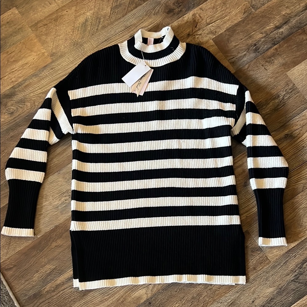 Philosophy Black and White Striped Sweater
